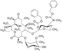 N-demethyl-6-O-methyl-N-[(phenylmethoxy)carbonyl]-2'-(phenylmethylcarbonate) Erythromycin