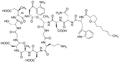 N-Desdecanoyl N-(2-(5-hexyltetrahydrofuran-2-yl)acetyl) Daptomycin