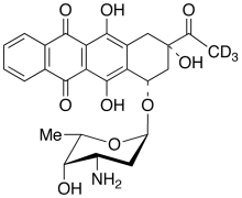 Idarubicin-d3 Readily exchangeable deuterium labels in protic solvents