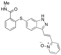 N-Methyl-2-[[3-[(1E)-2-(oxidopyridinyl) ethenyl]-1H-indazol-6-yl-thiol]-benzamide